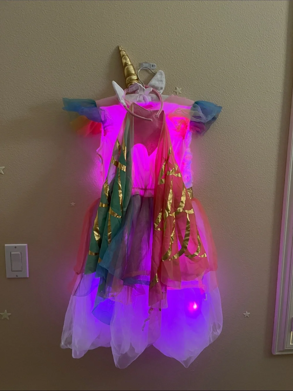 Target light up Floral Rainbow Tulle Unicorn Costume with Gold Horn
